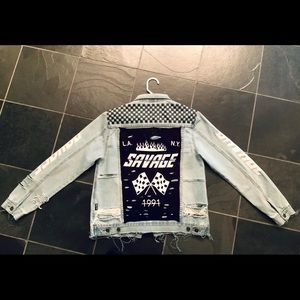 Distressed “Savage” Denim Jacket